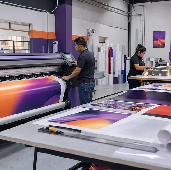 Proceso de producción en taller de impresión